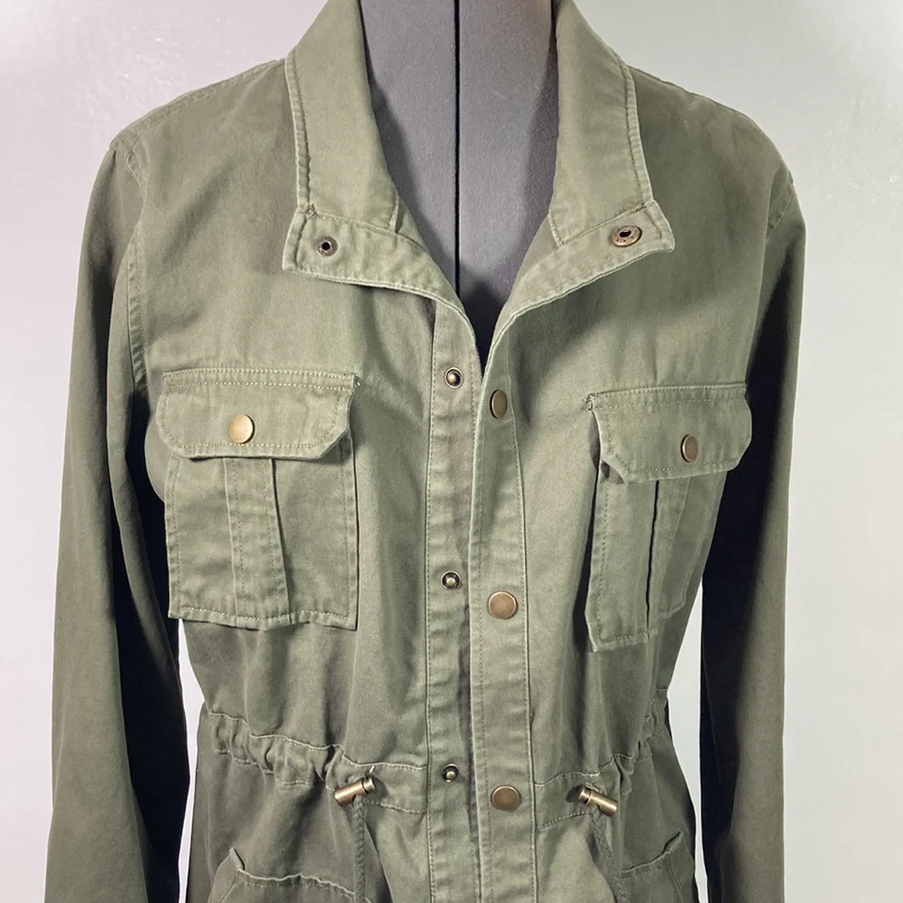 Arizona Snap Front Draw String Waist Large Pockets Jacket Size L